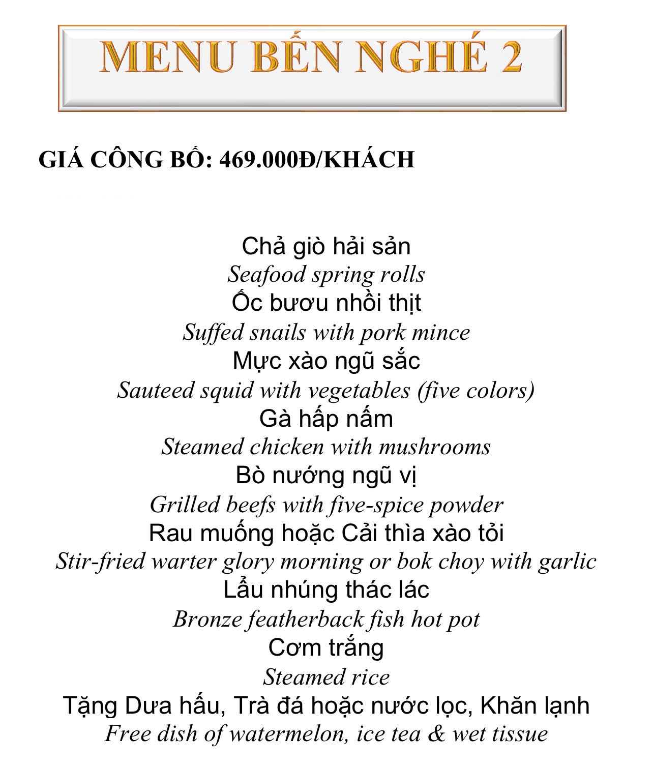 BEN NGHE MENU 2