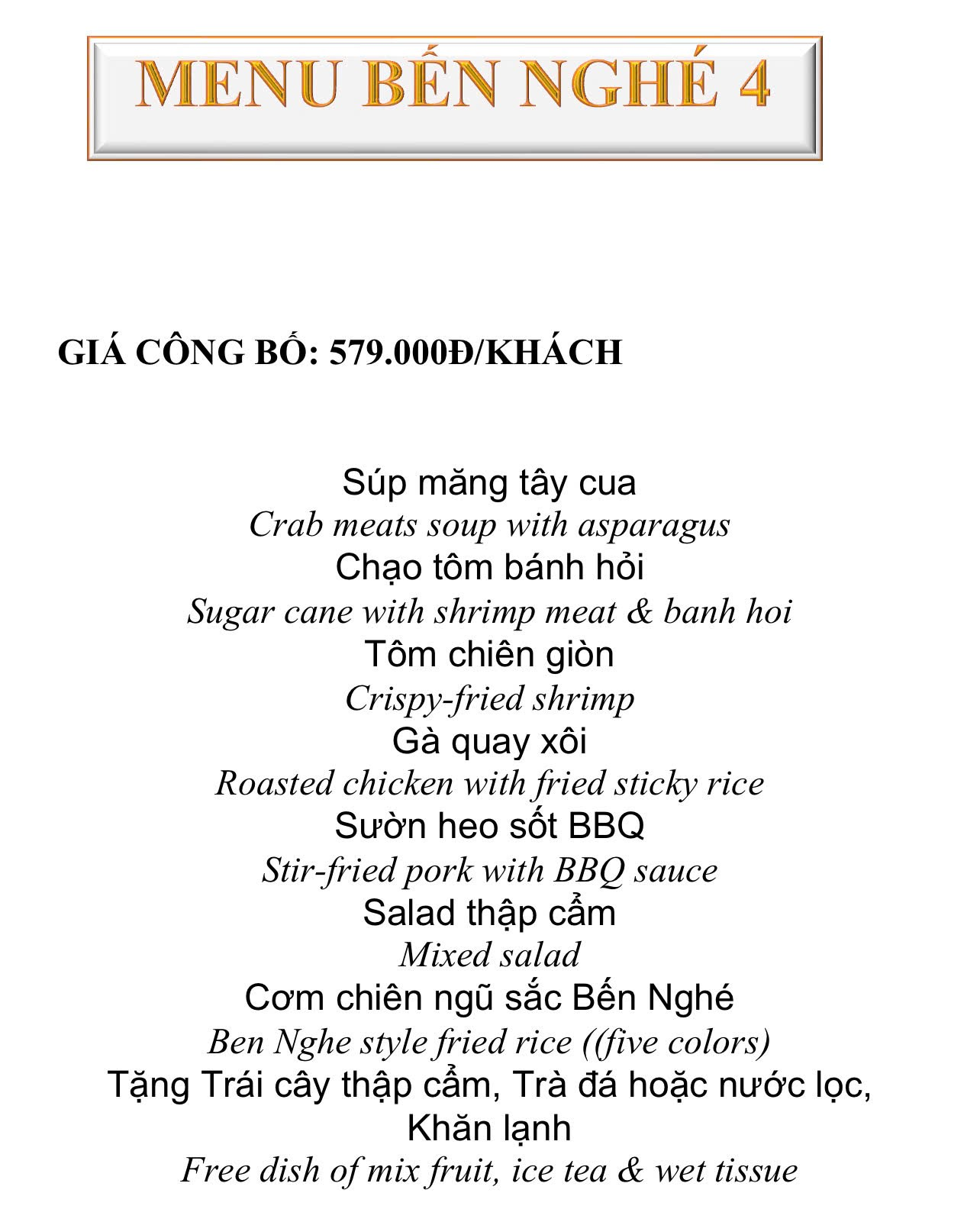BEN NGHE MENU 4